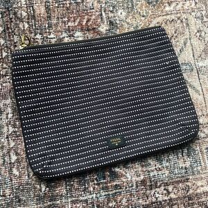 Fossil Ivy Triple Zip Pouch NWT | Black & White Stripe Cosmetic Bag